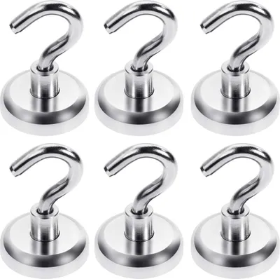 Produktbild von Magnethaken Haftkraft 34kg Neodym Magnet Hacken Magnethaken Extra Stark 6 Stücke