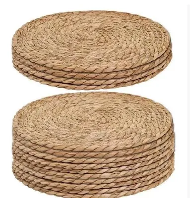 10 handgewebte Rotan Platzsets, 24 cm, hitzebeständig, Boho-Stil