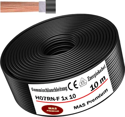Produktbild von 10m Gummischlauchleitung Baustellenkabel H07RN-F 1x10 Flexibel für Geräten