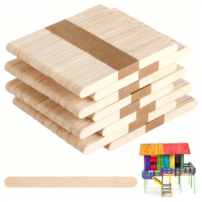 400 Holzstäbchen zum Basteln, DIY, 114 x 10 x 2 mm