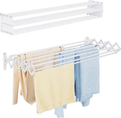 Produktbild von Famanu Wandwaschgestell ausziehbar - platzsparendes Trockengestell für Bad, Balkon und Hauswirtschaftsraum (80 cm)