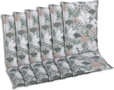 Produktbild von GO-DE Textil, Sesselauflage Hochlehner, 6er-Set, Farbe: grün, Maße ca.: 120 cm x 50 cm x 6 cm