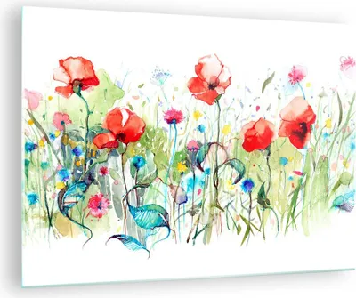 Produktbild von Bilder auf glas - Blumen Wiese Blatt Natur - 70x50cm - Glasbilder - Wandbilder - Kunstdruck - zum Aufhängen bereit - Wanddekoration aus Glas - Glas Bilder - Wandbild auf Glas - GAA70x50-3076