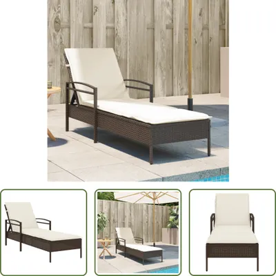 Produktbild von The Living Store Sonnenliege mit Auflage Braun 63x200x81 cm Poly Rattan