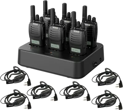 Immagine prodotto di Radio Retevis H777D con caricatore a 6 vie, schermo LCD, porta di ricarica Type-C, 1200 mAh, VOX, walkie talkie portatile per lavoro e sicurezza