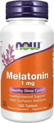 Produktbild von NOW Foods Melatonin 1mg + Niacin + Magnesium + Vitamin B6 – 100 Tabletten