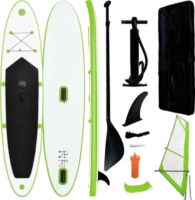 Obrázek produktu pro The Living Store Nafukovací sada Stand-Up Paddleboard s plachtou zelená a bílá
