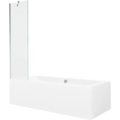 Obrázek produktu pro Mexen Cube obdélníková vana 180 x 80 cm s pláštěm 1-křídlovou zástěnou 50 cm, Průhledné, Chromovaná - 550518080X9505000001
