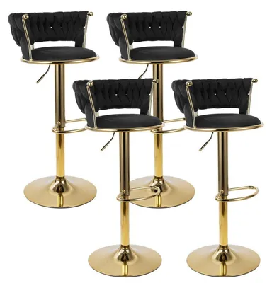 Produktbild von Barhocker 2er Set Höhenverstellbar Ergonomisch mit Rückenlehne Gold/Schwarz
