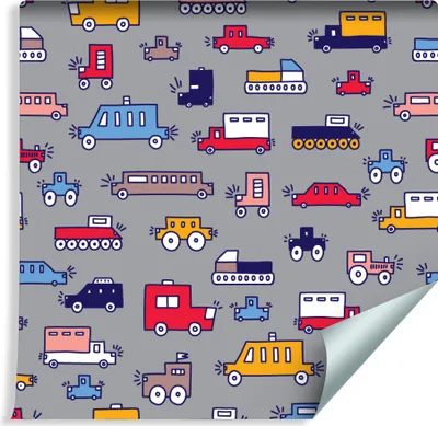 Produktbild von 10m VLIES TAPETE Rolle Kinderzimmer Bunte Autos Polizeiwagen Stadt XXL