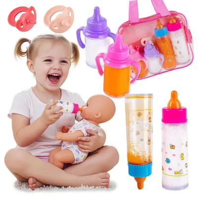 Produktbild von Magische Puppenflaschen im Set mit Tragetasche – Zubehör für Puppeneltern KP8961