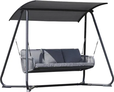 Produktbild von Lesli Living Hollywoodschaukel Gartenschaukel 3-Sitzer "Elba" schwarz/grau
