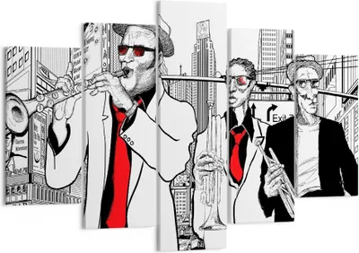 Produktbild von Bild auf Leinwand - Leinwandbild - Jazz Musik Musiker - 150x100cm - Wand Bild - Wanddeko - Leinwanddruck - Bilder - Kunstdruck - Wanddekoration - Leinwand bilder - Wandkunst - EA150x100-3565