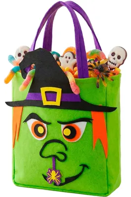 Produktbild von Trick or Treat Hexentasche – Grüne Süßigkeitentasche für Kinder zu Halloween