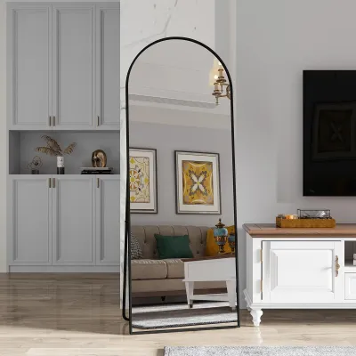 Immagine prodotto di Specchio a figura intera - Specchio da parete - Specchio da appoggio - Vetro temperato - 162 x 53 cm - Nero