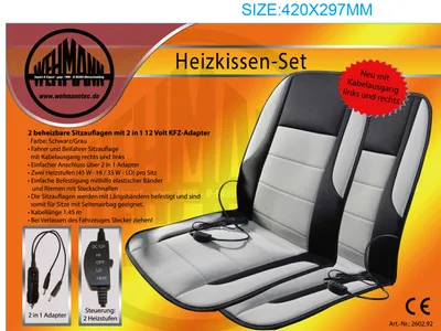 Produktbild von Sitzheizung Set Autoheizkissen Set 2 tlg. Neuheit mit Kabelausgang rechts. und links