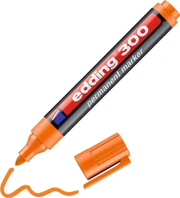 Produktbild von edding 300 Permanentmarker - orange - 1 Stift - Rundspitze 1,5-3 mm - wasserfest, schnell-trocknend - wischfest - für Karton, Kunststoff, Glas, Holz, Metall, Glas