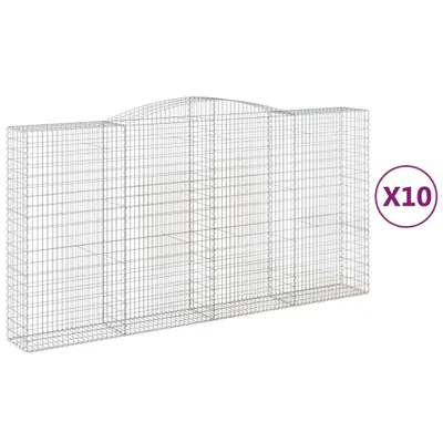 Produktbild von Gabionen mit Hochbogen 10Stk. 400x50x200/220cm Verzinktes Eisen