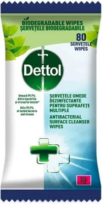 Obrázek produktu pro Čisticí ubrousky Dettol - na povrchy, antibakteriální, 80 ks