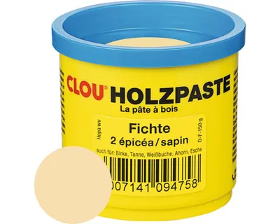 Produktbild von Clou Holzpaste Fichte 150 g gebrauchsfertig für innen & außen, zum Ausbessern von Holz, schleifbar und lackierbar