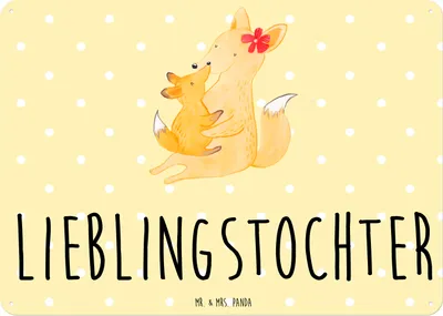 Produktbild von Mr. & Mrs. Panda tafel Fuchs Mama DIN A6 - Gelb Pastell - Geschenk, Schoß, Muttertag, Blechtafel, Tochter, Türschild, Schild, Blechschild, Mutter, Wandbild