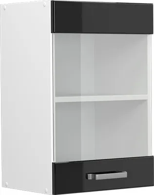 Zdjęcie produktu dla Uniwersalna szafka ścienna Vicco R-Line Czarny wysoki połysk 40 cm z drzwiami szklanymi, Model 42027