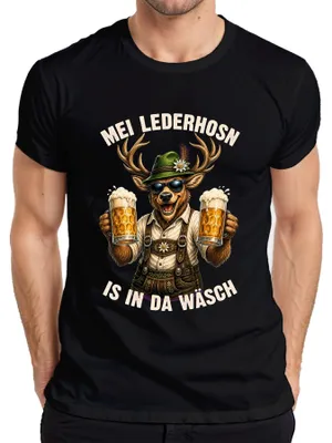 Immagine prodotto di Mei Lederhosn, pantaloni tradizionali bavaresi in pelle, abbinabili a una camicia da uomo a maniche corte, stile "Dirndl", colore nero, taglia XL