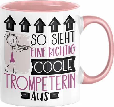 Produktbild von Trompeterin Geschenk Tasse Geschenkidee für Trompeterin Geburtstag Weihnachten Spruch So Sieht Eine Richtig Coole Trompeterin Aus Kaffee-Becher  (Rosa)