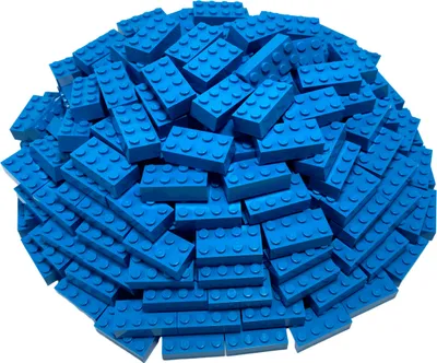 A pile of blue LEGO bricks.