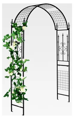 Produktbild von Metall-Rosenbogen, 143 x 40 x 234 cm, Gartenbogen mit Rankhilfe und 4 Erdspießen, Torbogen für Kletterpflanzen, Hochzeitsbogen für Garten, Hochzeit und Feier