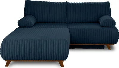 Image de Best Mobilier Cristal - canapé 3 places - convertible avec coffre et grand pouf - en Fourrure artificielle côtelée , Bleu
