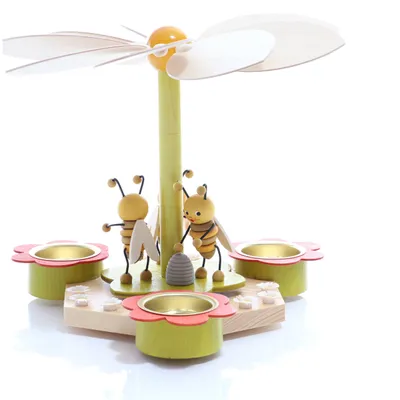 Produktbild von Tischpyramide Bienen mit Waben und Teelichter BxHxT 23x18,5x23cm NEU