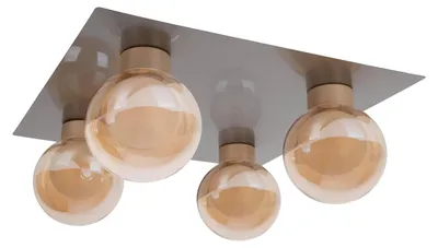 Produktbild von Deckenleuchten - 4er Deckenleuchte "DONIKA" L/B: 40cm, Deckenlampe im Design Style, aus Metall und Glas in stahl-blank, 40 x 40 x 16,6 cm, G9-Fassung