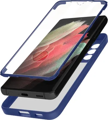 Produktbild von Avizar, Rundum-Schutzhülle mit Silikon Bumper für Samsung Galaxy S21 Ultra, Blau