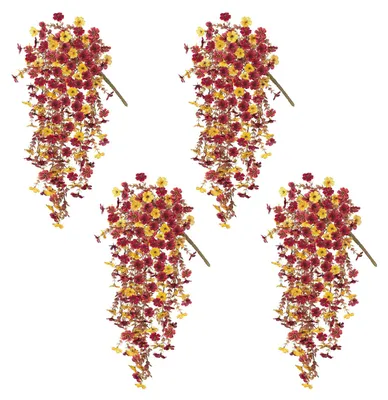 Produktbild von 1/2/3/4 Stück künstliche, hängende violette Herbstblumen, UV-beständig, realistische Kunstblumen, für Hochzeiten, Partys, drinnen und draußen, Garten, Wanddekoration.