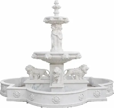 Produktbild von Casa Padrino Luxus Barock Marmor Springbrunnen Weiß Ø 320 x H. 410 cm