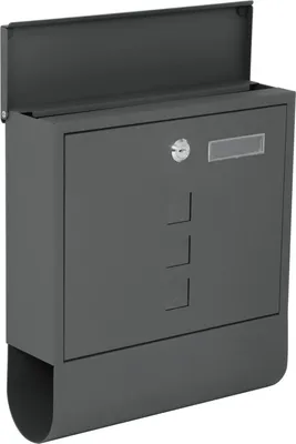 Produktbild von Briefkasten Stahl anthrazit BK.210.AM 33,5x30x9,6 cm (HBT) mit Sichtfenster Namensschild