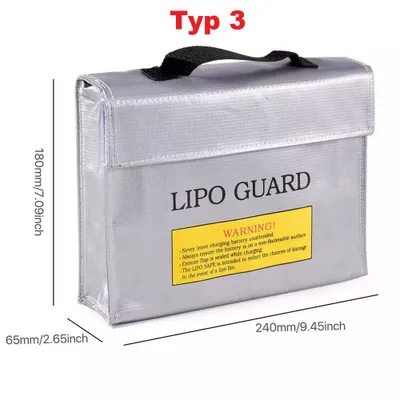 Produktbild von LiPo Safe Bag Feuerfeste Akku Tasche Explosionsgeschützt Lade- und Aufbewahrungstasche, Typ 3