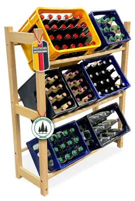 Produktbild von Mein-Regal Getränkekistenregal THORE Getränkeregal 6 Kisten Flaschenregal Getränkekiste Obstkiste Gemüse Farbe Natur LxBxH 92x31x108