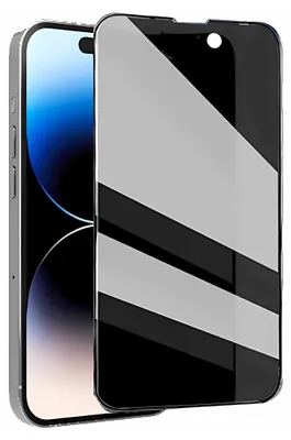 A close-up shot of an iPhone with a screen protector applied.