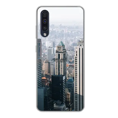 Produktbild von MuchoWow® Handyhülle Schutzhülle Hülle für Samsung Galaxy A50 New York - Skyline - Nebel Silikon Softcase Handy Hülle - Mobiltelefonhülle