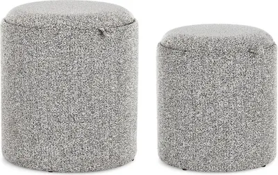Produktbild von 2er Set Pouf Sasha 39 x 44 x 39 cm MDF Sperrholz Esche Polyester Hellgrau