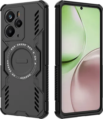 Obrázek produktu pro Magnetické pouzdro pro Realme 14, hybridní PC a TPU nárazník, větrací otvory pro odvod tepla pouzdro Černý