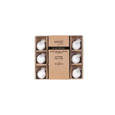 Produktbild von Weihnachtskugeln Glas 2cm Schneeflocken Motiv 12er Set Just White