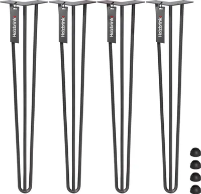 Produktbild von HOLZBRINK - Tischbeine aus Metall | Möbelfüße | Schreibtischbeine | Metallfüße | Perfekt für Zu Hause und Büro | Esstischbeine | HLT-13A-100-0000