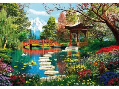 Image de Puzzle la riviere et le mont fuji 1000 pieces - collection japon - clementoni - 39910