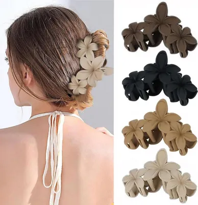 Image de lot de 4 grandes pinces à cheveux en forme de fleur pour cheveux épais et fins, accessoires de coiffure antidérapants