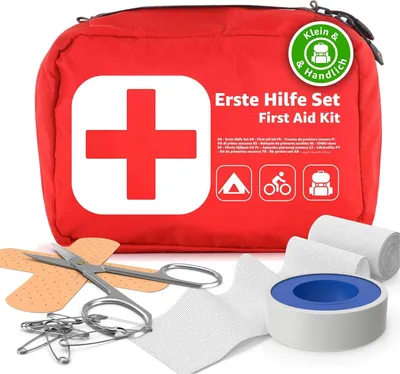 Produktbild von Mini Erste Hilfe Set Verbandskasten - klein & handlich Reiseapotheke - Camping & Travel & Wandern & Outdoor & Fahrrad - First Aid Kit - Unterwegs