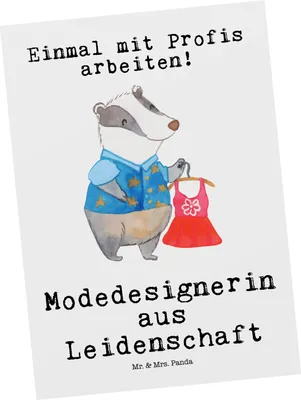 Produktbild von Mr. & Mrs. Panda Postkarte Modedesignerin Leidenschaft - Weiß - Geschenk, Lustig, Spruch, Fotokarte, Ansichtskarten, Postkarten, Fashion Designerin, einzelkarte, Witzig