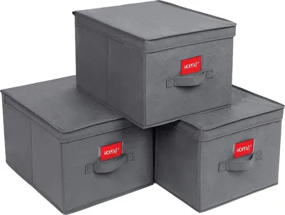 Produktbild von Hoppa! | Faltbox mit Deckel | 3-teilig | Faltbare Aufbewahrungsbox | 40 x 30 x 25 cm | Grau